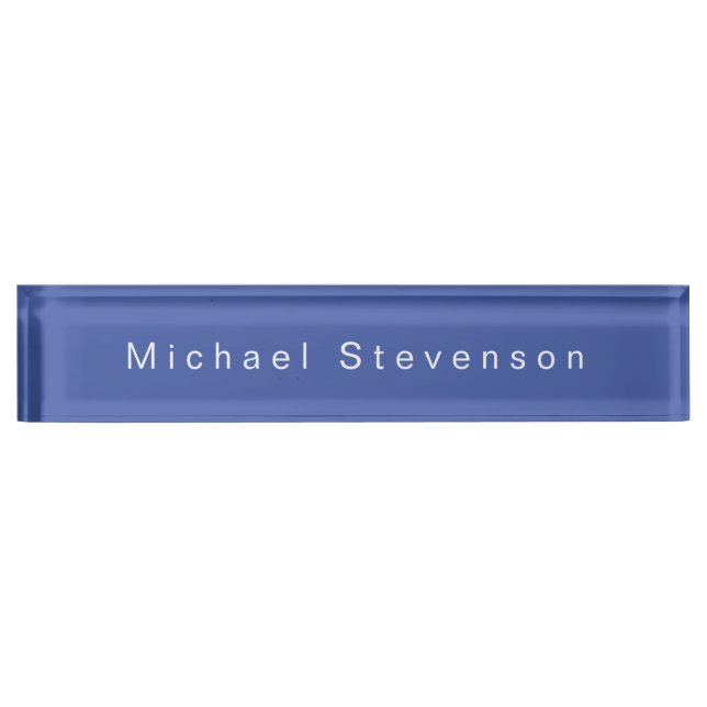 Blue Trendy Modern Professional Desk Name Plate (Front)