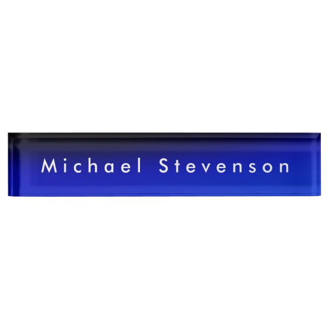 Blue Trendy Modern Professional Desk Name Plate (Front)