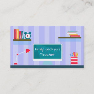 Blue Trendy Teacher Tutoring Business Card
