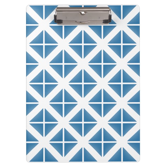 Blue Trendy Triangle Pattern Clipboard (Front)