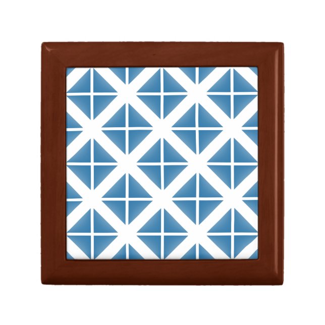 Blue Trendy Triangle Pattern Jewelry Box (Front)