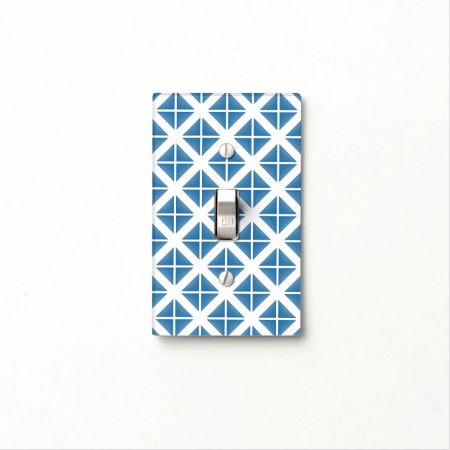 Blue Trendy Triangle Pattern Light Switch Cover (In Situ)