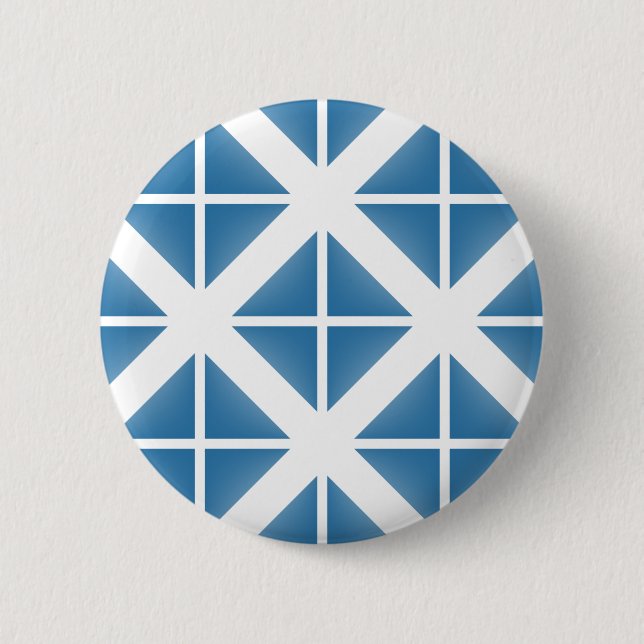 Blue Trendy Triangle Pattern Pinback Button (Front)