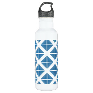 Blue Trendy Triangle Pattern Stainless Steel Water Bottle