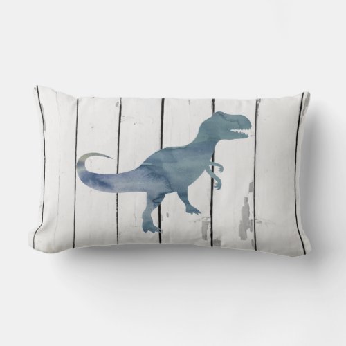 Blue Trex Dinosaur Shiplap Rustic Decor Lumbar Pillow
