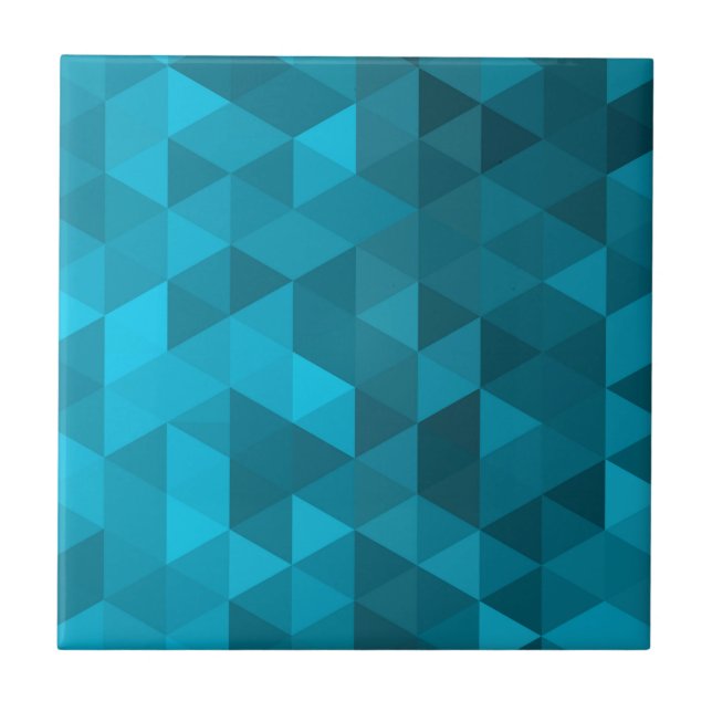 blue triangle background abstract pattern low poly ceramic tile (Front)