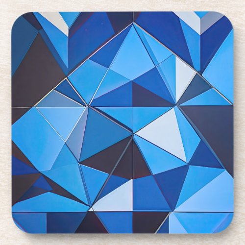 Blue Triangle Geometric Design Beverage Coaster