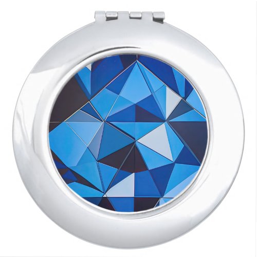 Blue Triangle Geometric Design Compact Mirror
