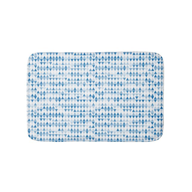 Blue Triangle Pattern Bath Mat – Modern Geometric  (Front)
