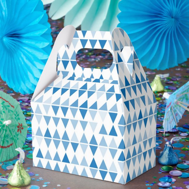 Blue Triangle Pattern Favor Boxes – Stylish party (Party)