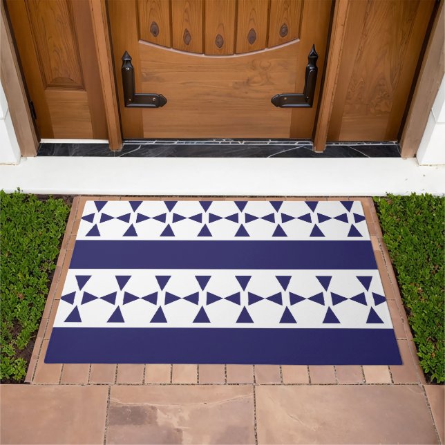 Blue Triangle Stripes Pattern Doormat (Outdoor)