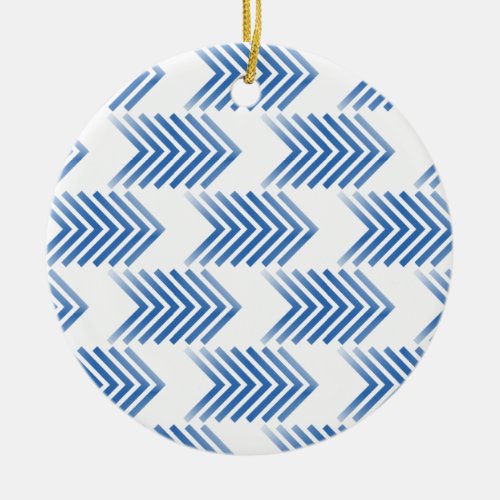 Blue Tribal Arrow Pattern Ceramic Ornament