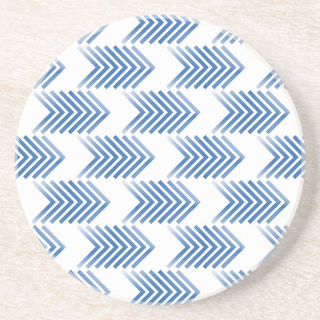 Blue Tribal Arrow Pattern Drink Coaster (Front)