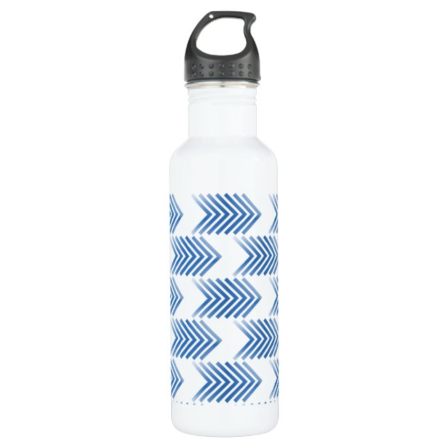 Blue Tribal Arrow Pattern Water Bottle (Front)