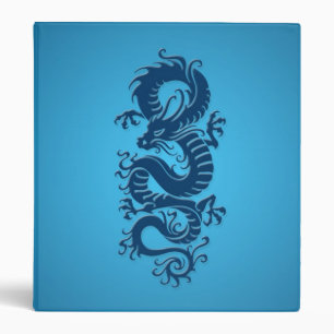Blue Tribal Chinese Dragon Binder