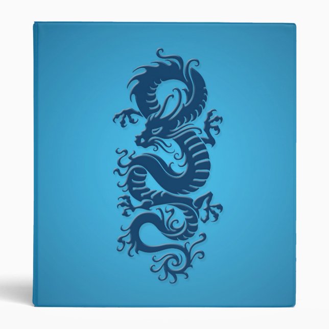 Blue Tribal Chinese Dragon Binder (Front)