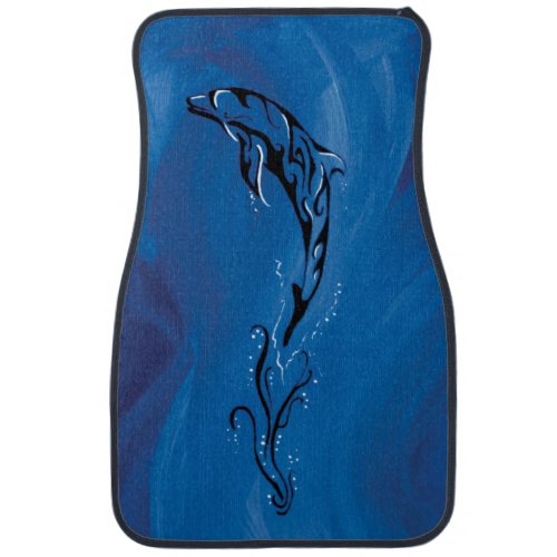 Blue Tribal Dolphin Car Mat