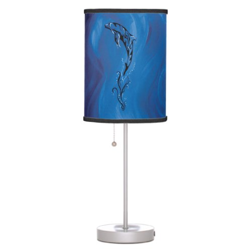 Blue Tribal Dolphin Table Lamp