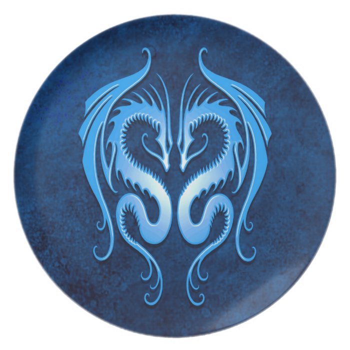 Blue Tribal Dragons Party Plate