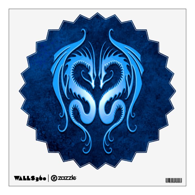 Blue Tribal Dragons Wall Sticker (Front)