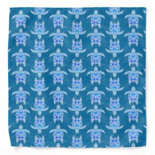 Blue Tribal Honu Sea Turtles Bandana