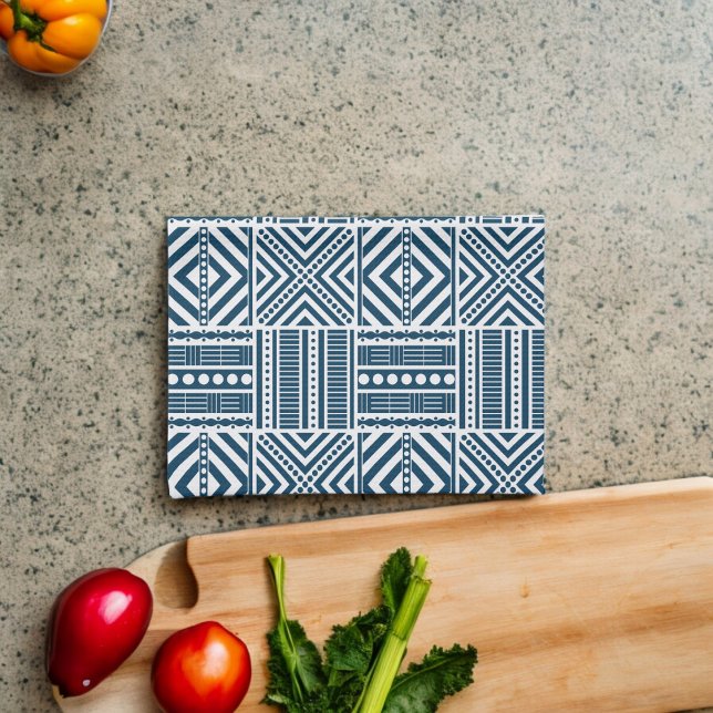 Blue Tribal Pattern Art Kitchen Towel (Kitchen Towel)