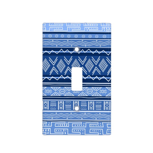 Blue Tribal Pattern Light Switch Cover (Front)