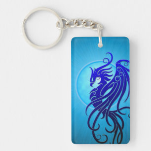 Blue Tribal Phoenix Keychain