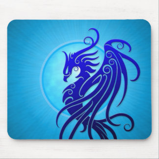 Blue Tribal Phoenix Mouse Pad