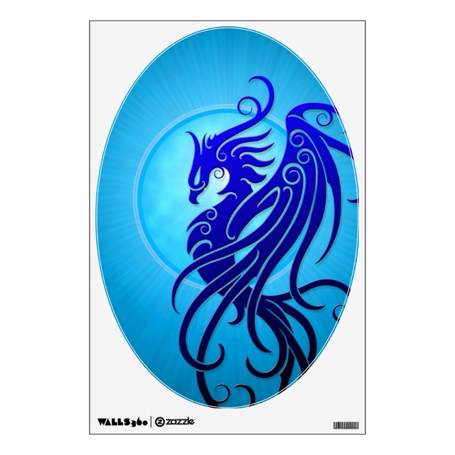 Blue Tribal Phoenix Wall Sticker (Front)