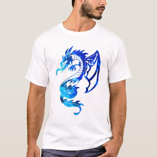 Blue Tribal Tattoo Dragon T_Shirt