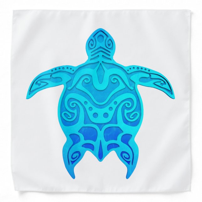 Blue Tribal Turtle Bandana (Front)