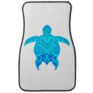 Blue Tribal Turtle Car Floor Mat