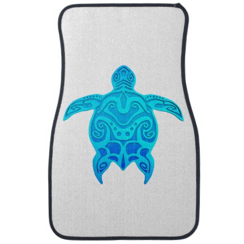 Blue Tribal Turtle Car Floor Mat