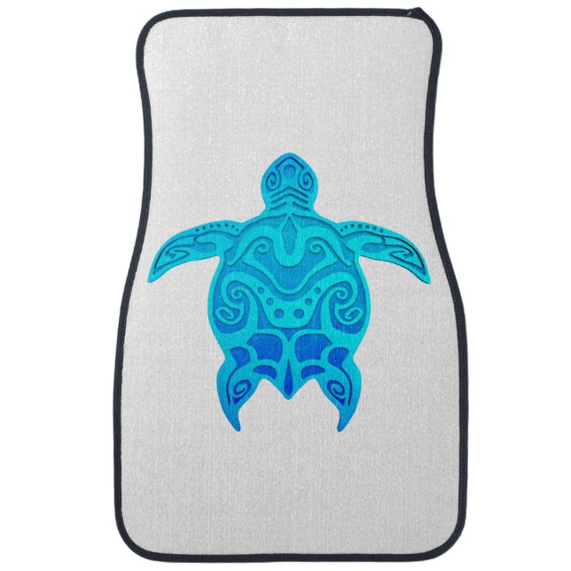 Blue Tribal Turtle Car Floor Mat (Front)