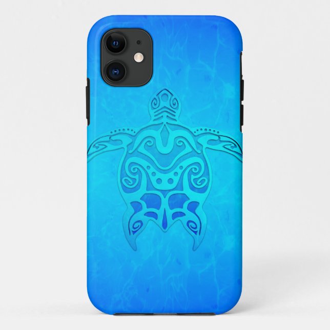Blue Tribal Turtle Case-Mate iPhone Case (Back)