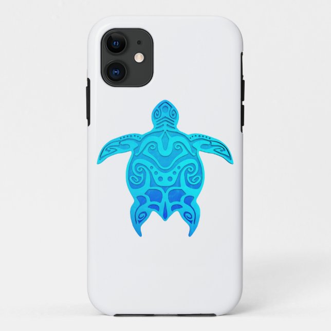 Blue Tribal Turtle Case-Mate iPhone Case (Back)
