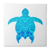 4 Inch Ceramic Tile - A Cool Blue Hawaiian Tribal