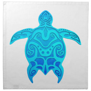 Blue Tribal Turtle Cloth Napkin