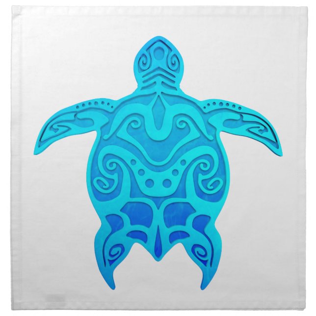 Blue Tribal Turtle Cloth Napkin (Front)