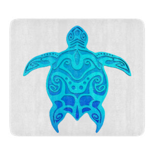 Blue Tribal Turtle Cutting Board