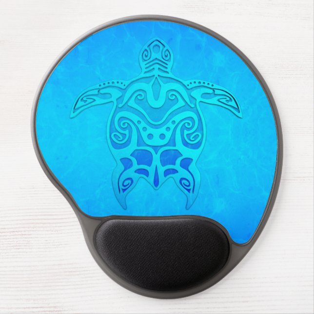 Blue Tribal Turtle Gel Mouse Pad (Front)