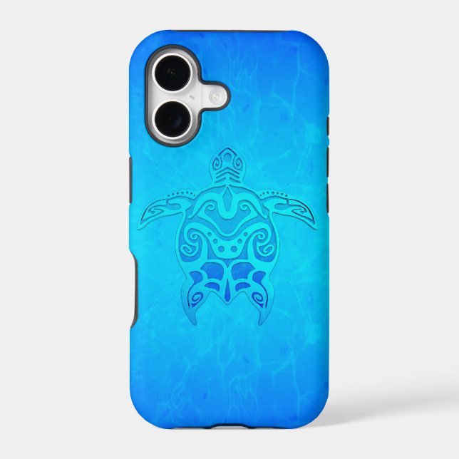 Blue Tribal Turtle Iphone Case (Back)