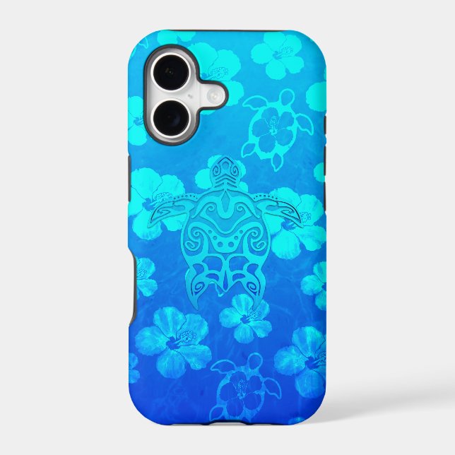 Blue Tribal Turtle Iphone Case (Back)