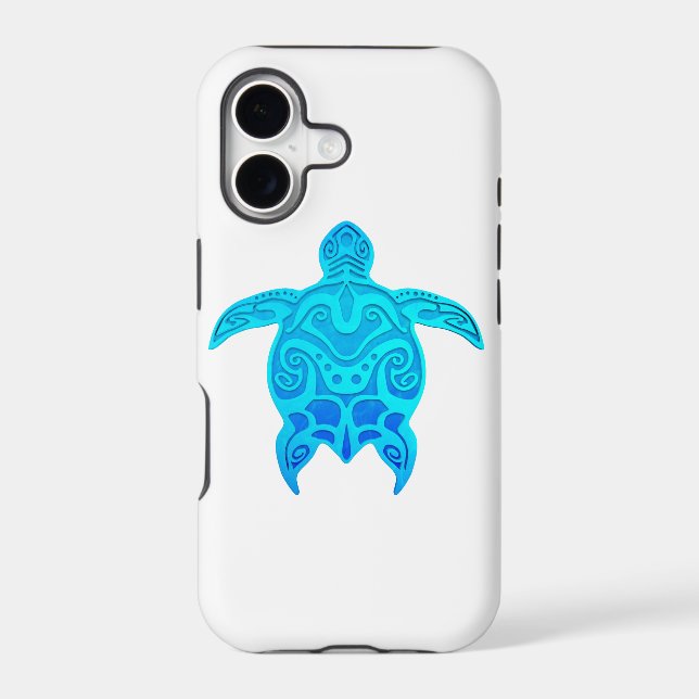 Blue Tribal Turtle Iphone Case (Back)