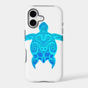 Blue Tribal Turtle iPhone 17 Case