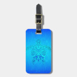 Blue Tribal Turtle Luggage Tag at Zazzle