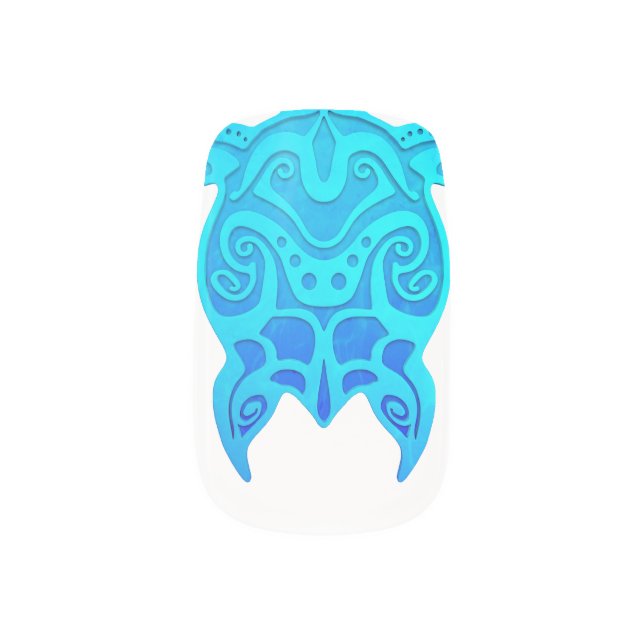 Blue Tribal Turtle Minx Nail Art (Right Thumb)