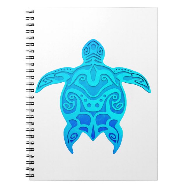 Blue Tribal Turtle Notebook (Front)