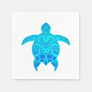 Blue Tribal Turtle Paper Napkins